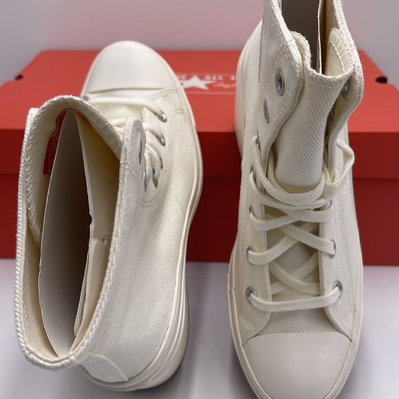 Converse WMNS CHUCK 70 DE LUXE HEEL HI EGRET/EGRET/BLACK A05348C Platform Snkrs - Picture 12 of 16